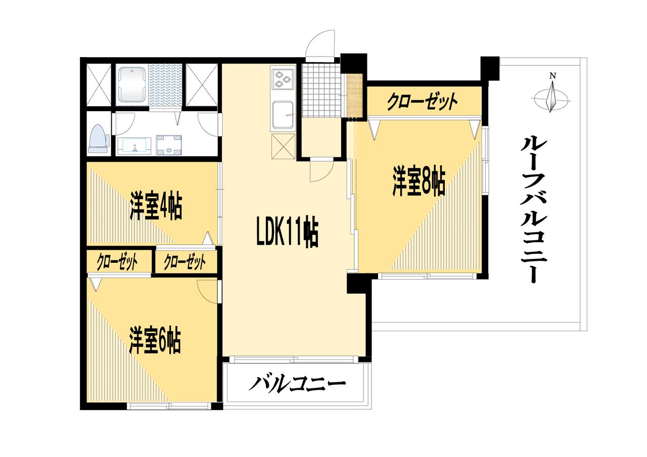 大田区北千束2丁目 北千束スカイマンション 3LDK ルーフバルコニー付南東角住戸